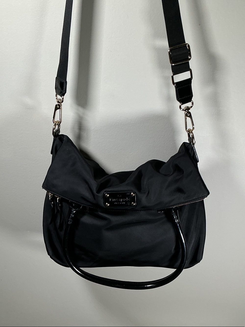 Kate Spade New York Black Nylon Convertible Satchel Crossbody Bag